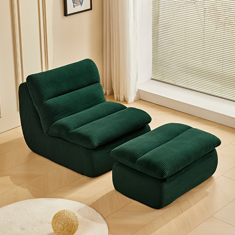 Modern Minimalist Sofa - Easy-Clean Compact Single Couch with Cushions & Footrest, Pastel - Space-Saving Living Room, Apartment, Dorm Furniture - Lightweight Portable Design for Small Spaces, Couch Furniture