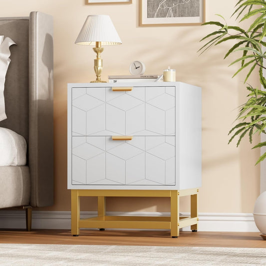 GAOMON Modern Dresser GAOMON Modern White 2-Drawer Dresser, Small Dressing Table, Bedroom Nightstand, Side Table for Living Room, Hallway, Entryway