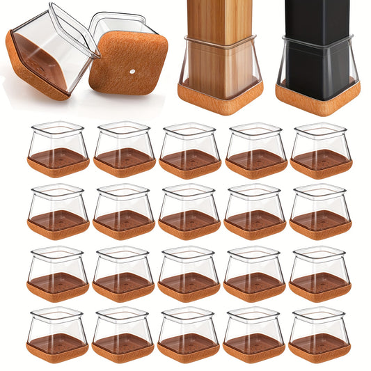 40pcs Square Chair Leg Floor Protectors with Wrapped Felt & Feet - Heavy-Duty Furniture Pads for Hardwood Floors, Scratch-Resistant Chair Leg Covers, Fit for Dining Chairs, Office Chairs, Home Use (No Batteries\u002FEasy Installation), Leg Chair Protector