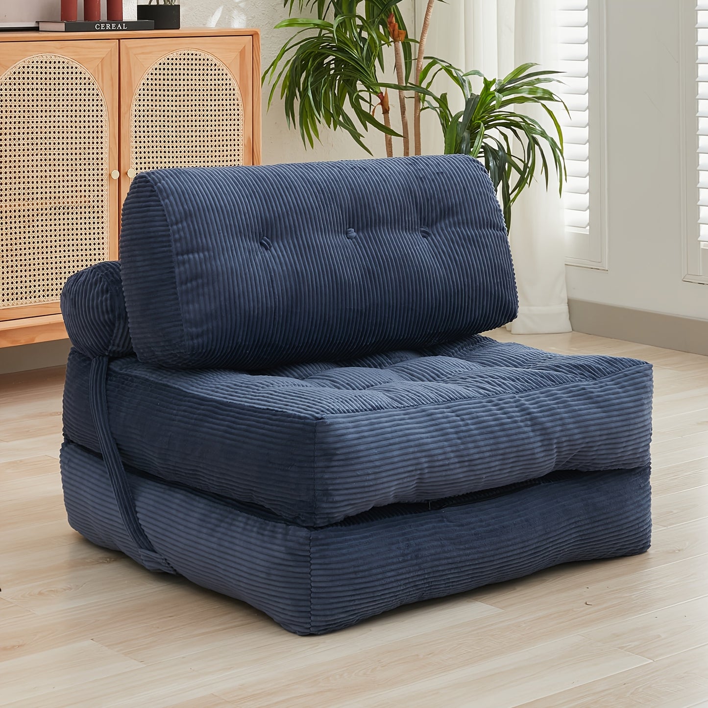 Folding Sofa Bed With Back Support, Convertible Floor Sleeper Sofa Lounge Chair With Pillow Foldable Mattress, Floor Couch For Adults Chair Bed For Living Room Bedroom, No Assembly - Dark Grey