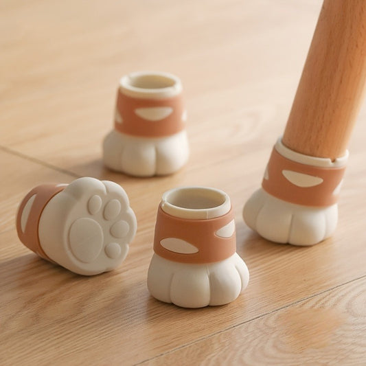1pc Cute Cat Paw Chair Leg Protectors - Heavy-Duty Plastic & Metal Scratch-Resistant Furniture Pads with Non-Slip Grip, Beige & White Paw Print Design for Floor Protection, Compatible with Tables, Chairs, Sofas - Easy Installation (No Batteries\u002FElect