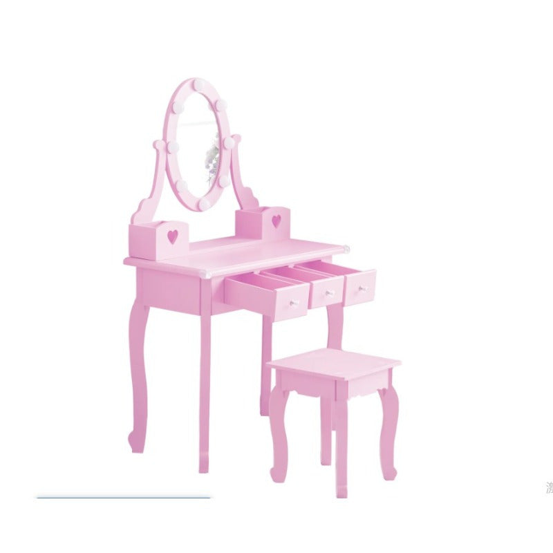European Style Dressing Table 3 Drawers Dressing Table Set - European Style Density Board with Spray Paint, 2 Storage Tubes - Suitable for Bedroom Living Room Studio