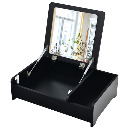 Compact Modern Vanity Dresser with Flip-Top Mirror - Space-Saving Countertop Makeup Table, Laptop Desk & Storage Organizer for Bedroom and Study